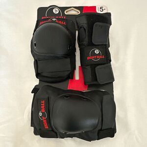 Eight Ball 3PK Protective Pad Set Knee & Elbow Pads + Wrist Guards, Black 5+